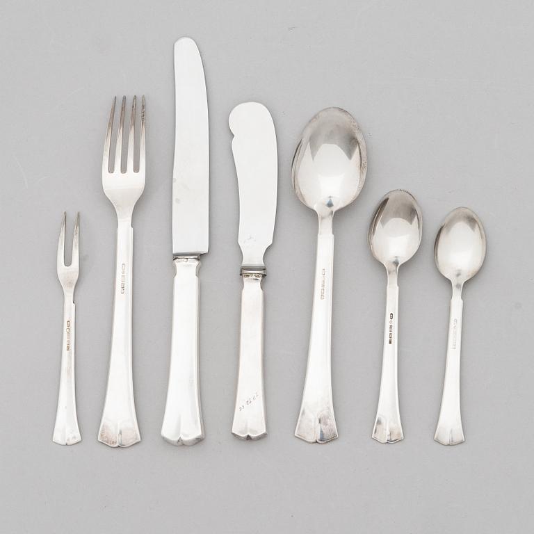A 39-piece set of 'Jousi' (Bow) silver cutlery, Kultakeskus, Hämeeninna 1953-1966.