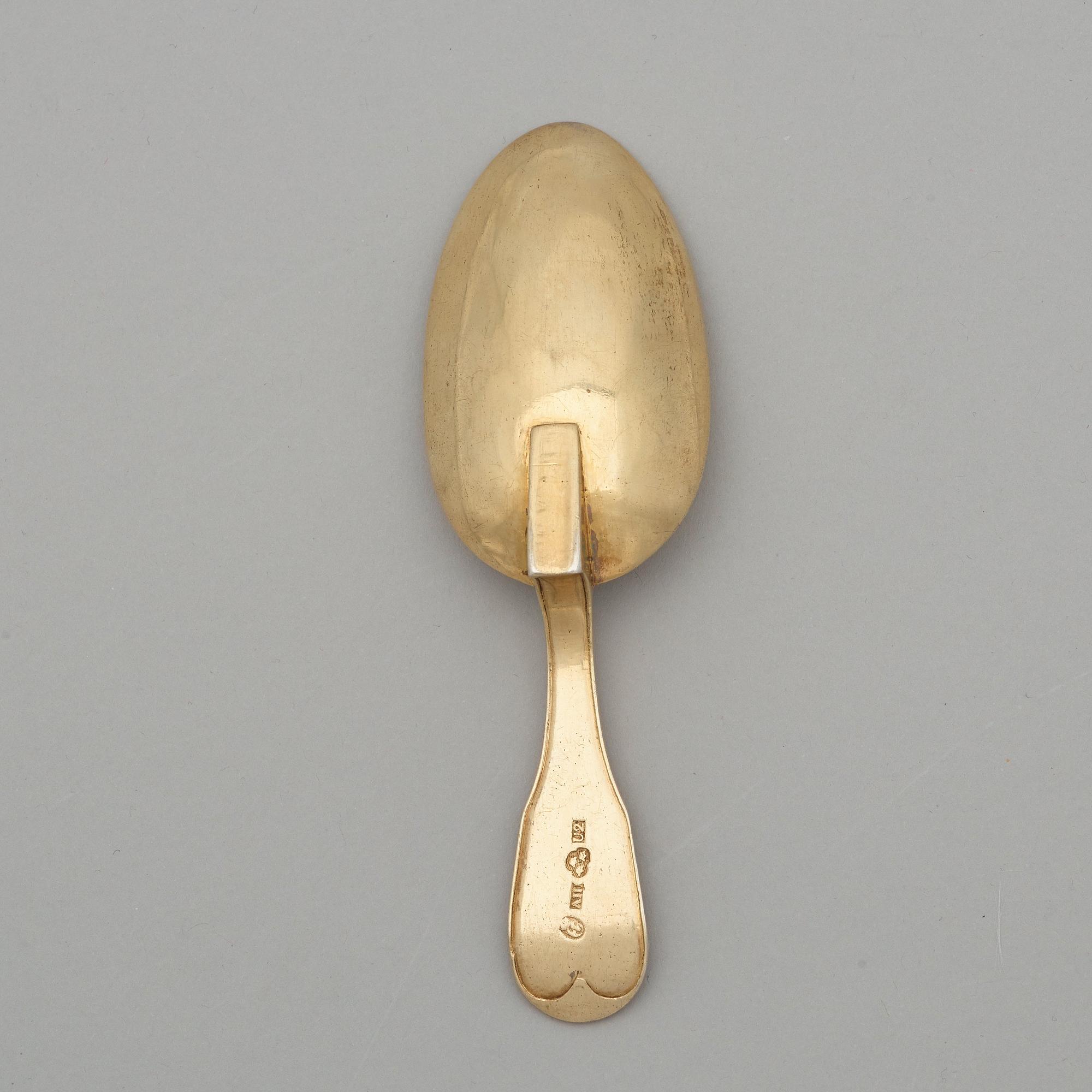 A Swedish early 19th century silver-gilt medicine-spoon, mark of Andreas Hallberg, Kristianstad 1802.