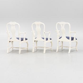 A set of three Rococo style chairs, second half of the 20th Century.