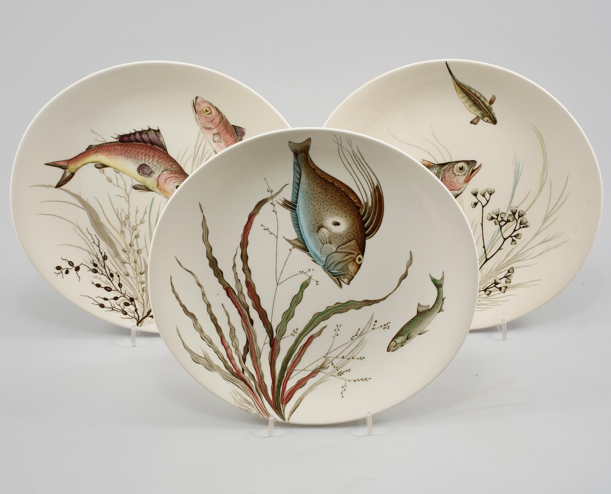 FISKTALLRIKAR, 13 st, flintgods, "Fish", Johnson Bros, England, 1900-talets andra hälft.