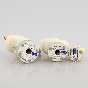 Lisa Larson, figuriner, 3 st, ur serien "Leghorn", K-Studion, Gustavsberg.