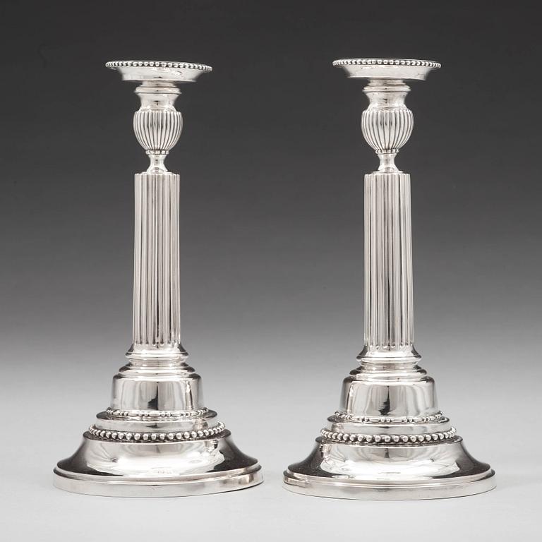 Johan Ekholm, ljusstakar, ett par, silver, Stockholm 1788, gustavianska.