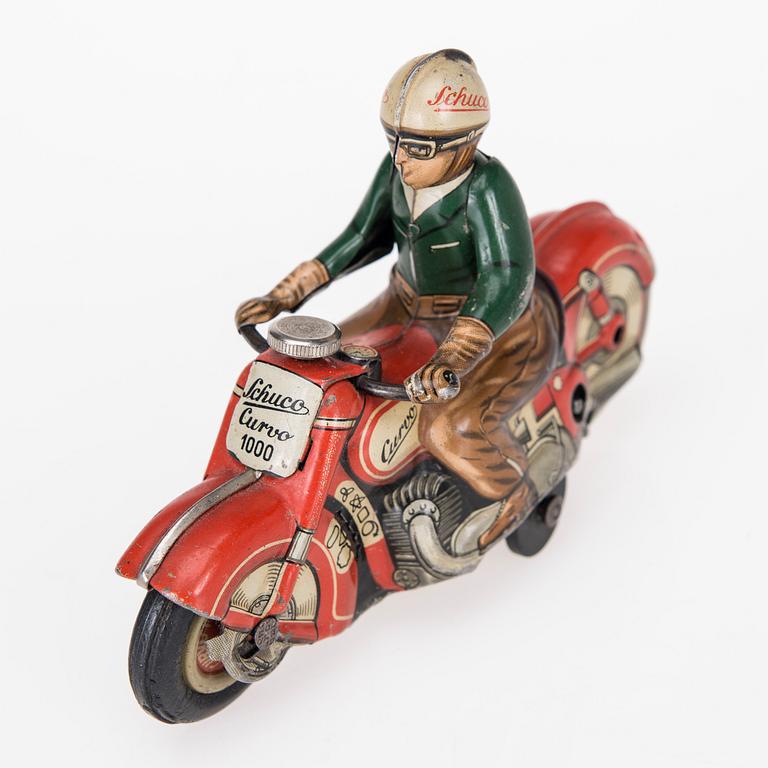 MOTORCYKEL, plåt, Curvo 1000, Schuco, Tyskland, 1900-talets mitt.