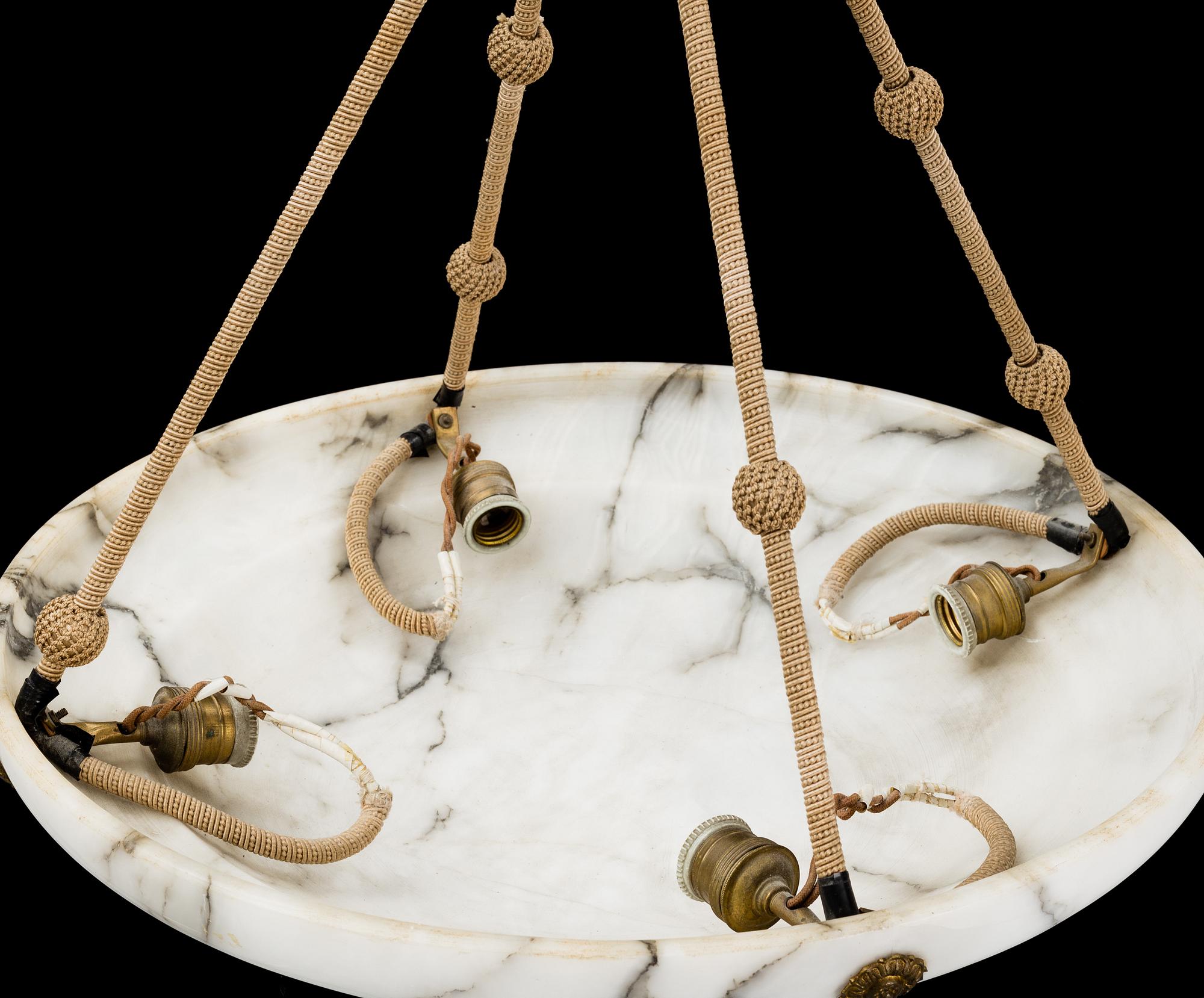 An alabaster ceiling lamp, first half of the 20th century.