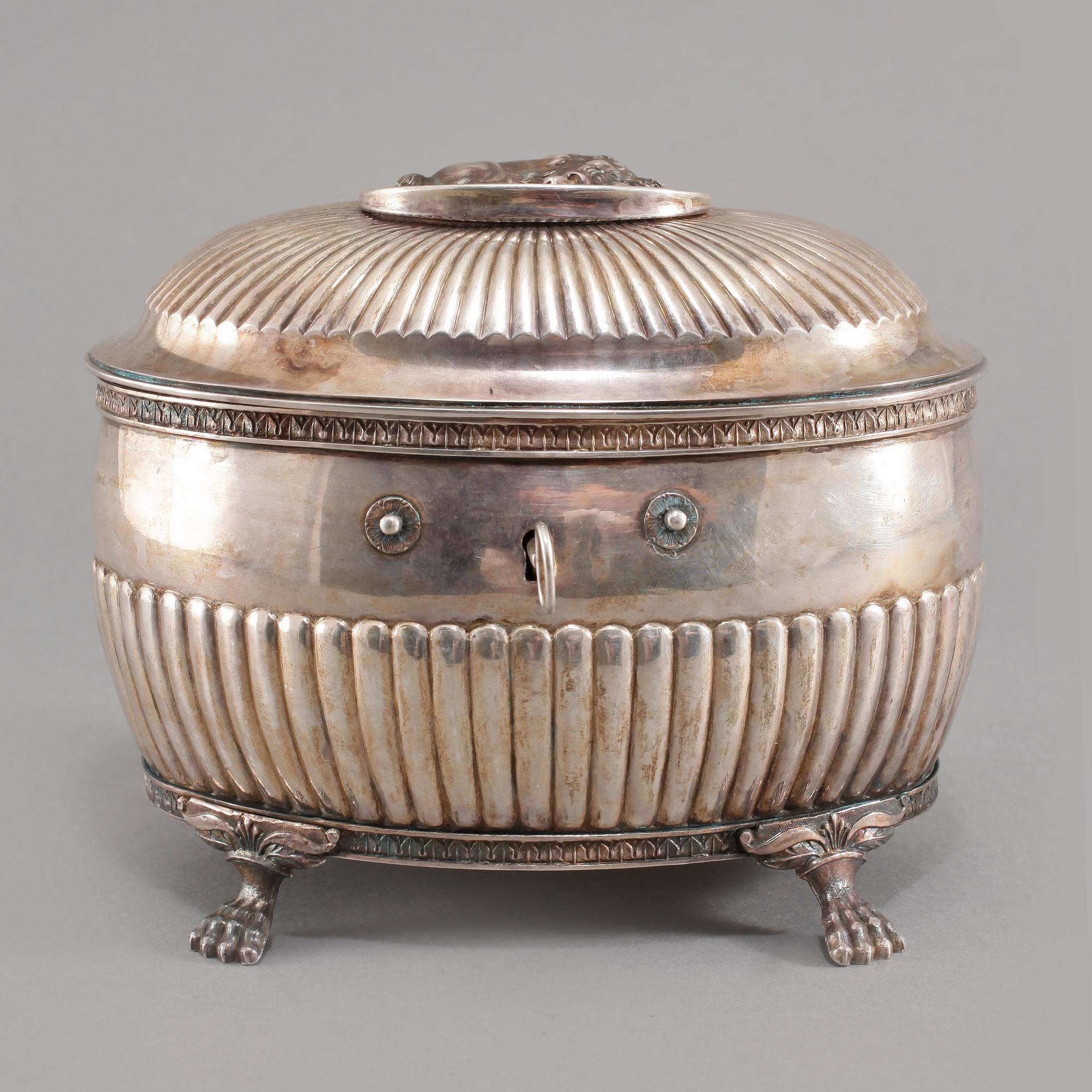 SOCKERSKRIN, silver, Johan Fredrik Massman, Stockholm, 1826, vikt 655 gram.