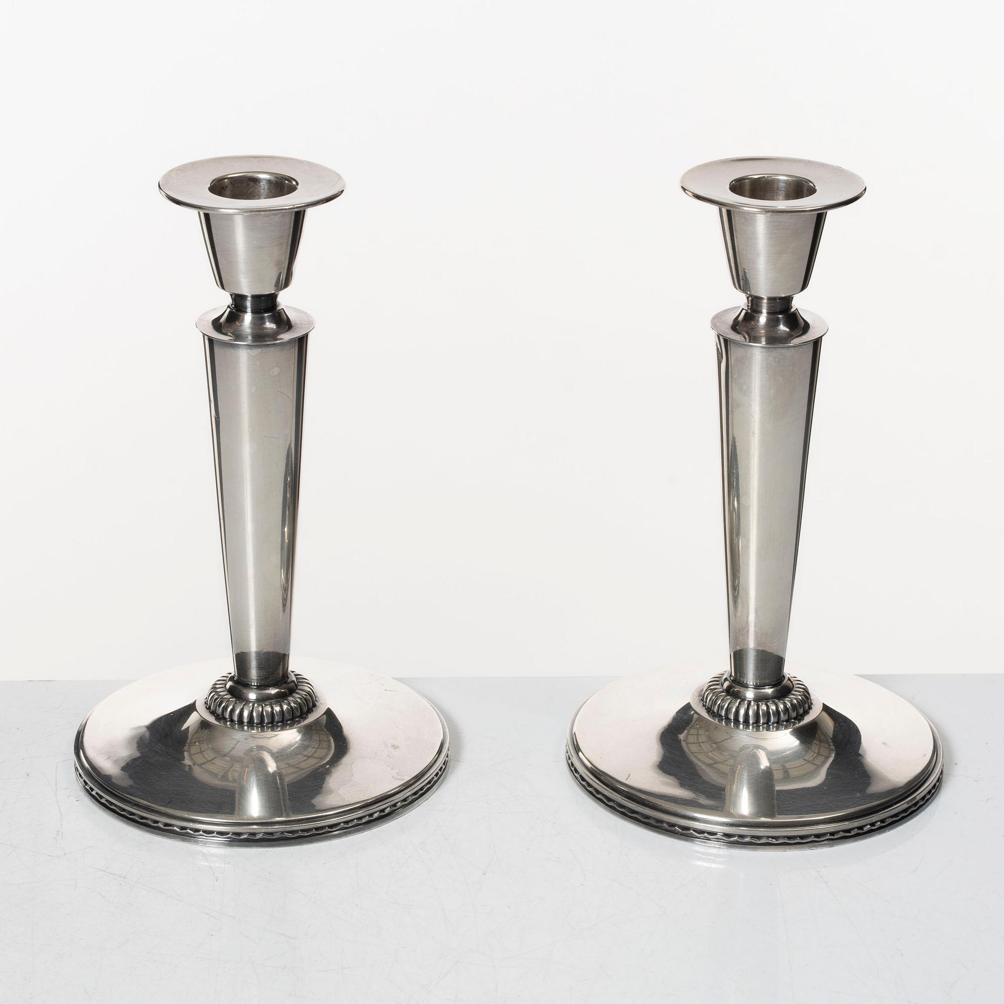 Eric Råström, a pair of silver candelsticks, CG Råström, Stockholm 1976.