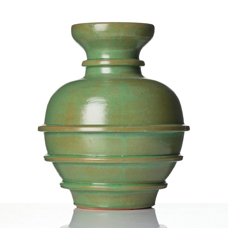 Allan Ebeling, or Albert Landin, a grand glazed earthenware vase, Sigtuna keramik, Sweden, 1937-40.
