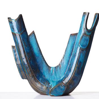 Wilhelm Kåge, a "Farsta" stoneware sculpture of a 'dragon fish', Gustavsberg studio, Sweden 1950's.