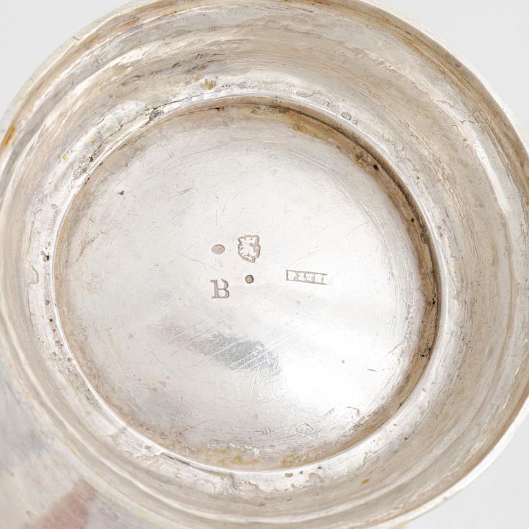 A silver beaker by Petter Lund, Stockholm, Sweden, 1760.