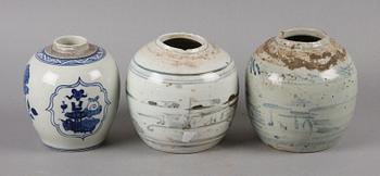BOJANER, 3 st, porslin, Kina, 1800/1900-tal.