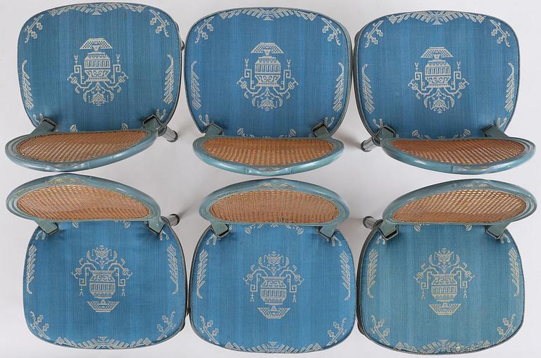 Carl Malmsten, a set of six Swedish Grace chairs, cabinetmaker Albin Johansson, Stockholm, for Villa Kvikkjokk, 1927.