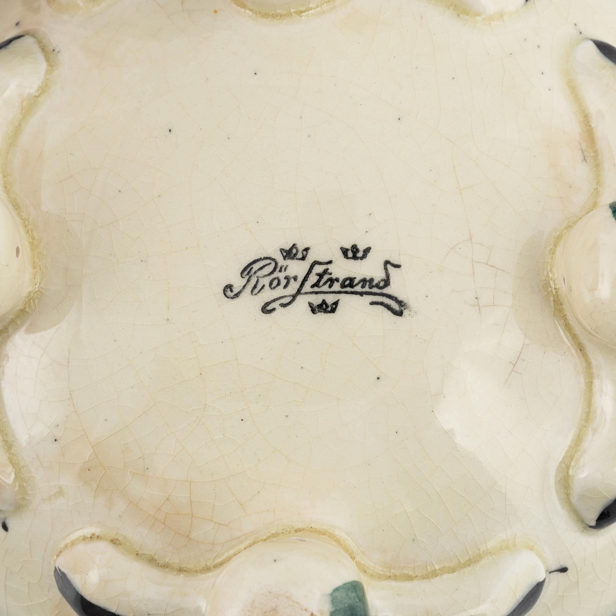 Ytterfoder 2 st, samt skål, flintgods, Rörstrand, 1900-talets första hälft.