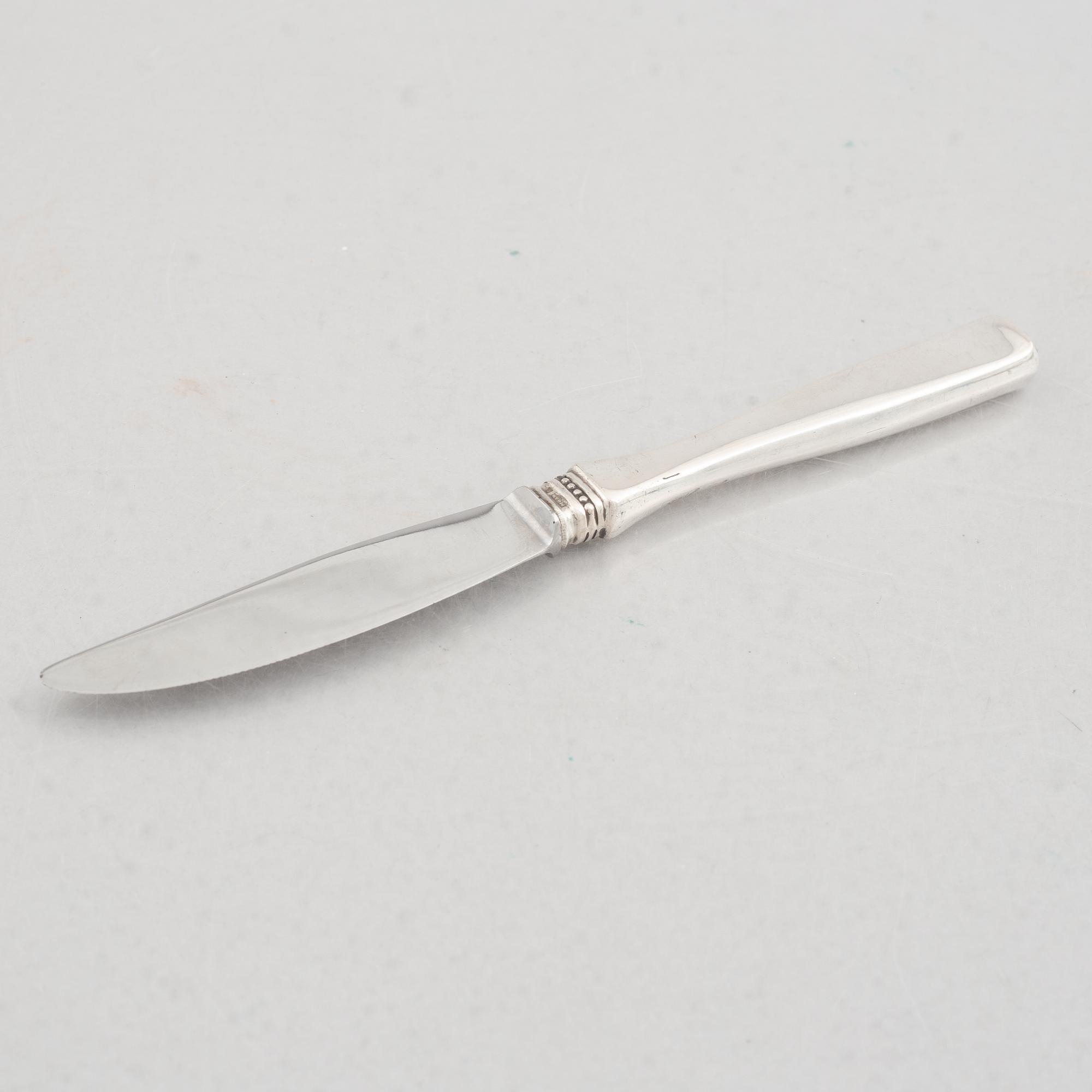 Eric Löfman, bordsknivar, 6 st, silver, modell Uppsala, KG Markströms, Lidköping 1965-1979.