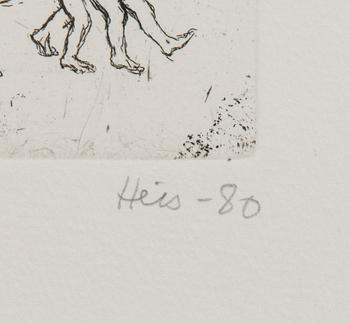 OUTI HEISKANEN, etsaus ja akvatinta, signeerattu ja päivätty -80 ja numeroitu K IV.