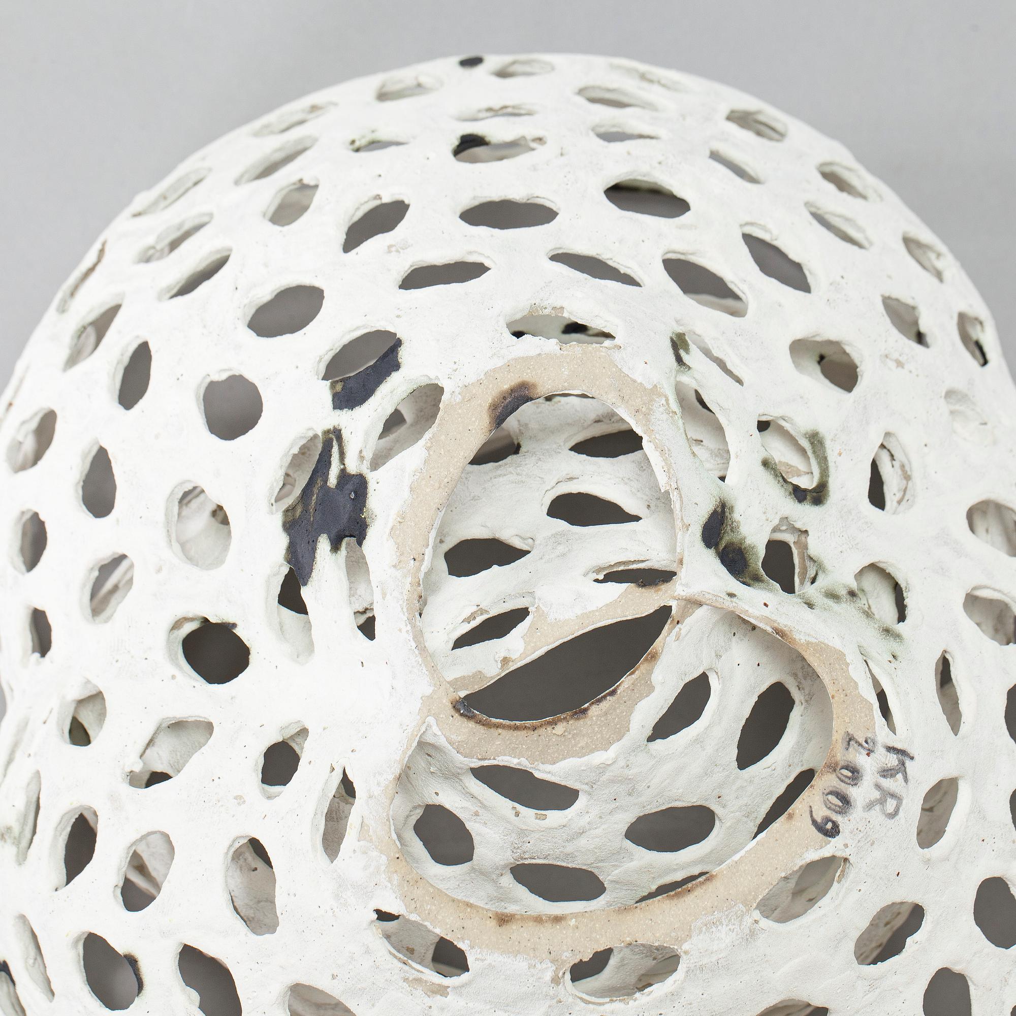 Kristina Riska, a ceramic 'Basket sculpture' signed KR 2009.