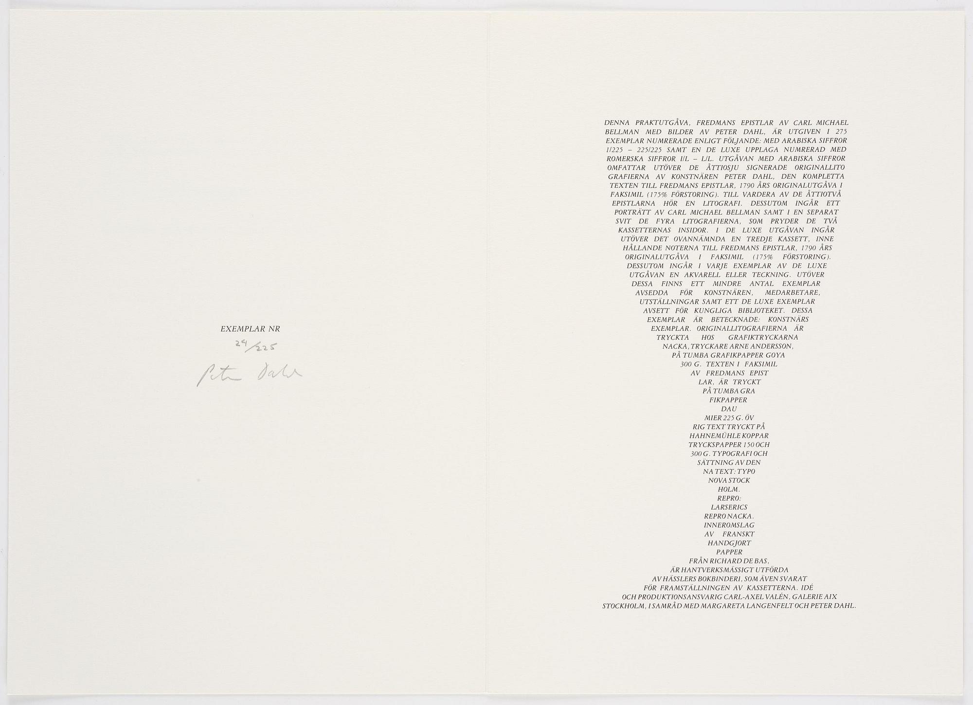 Peter Dahl, "Carl Michael Bellman: Fredmans Epistlar".