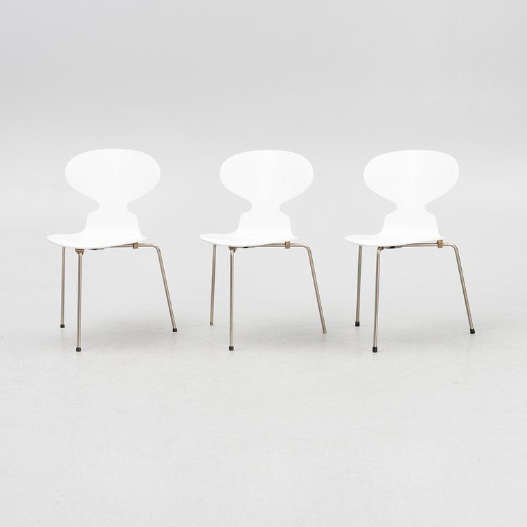 Arne Jacobsen, a set of three 'Myran' chairs, Fritz Hansen, Denmark, mid 20th century.