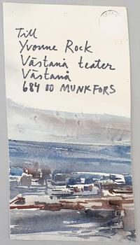 LARS LERIN, akvarell/vykort. Signerad.