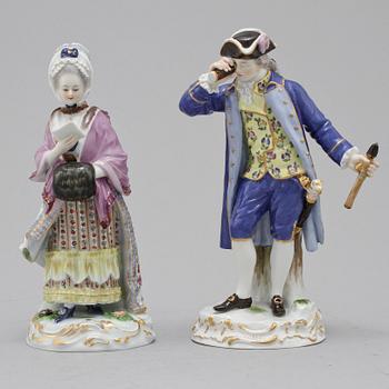 FIGURINER, ett par, porslin, Meissen, 1900-talets första hälft.