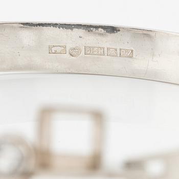 Bangle, Kultasepät Salovaara, silver with white synthetic stones. Turku/Åbo 1968.