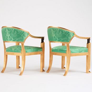 A pair of late Gustavian armchairs, Stockholm, around 1800.