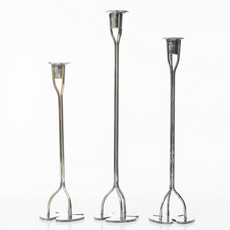 Josef Frank, three 'Klöver' candlesticks, Svenskt Tenn.