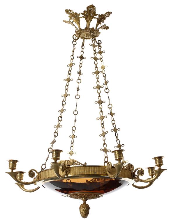 A Russian Empire eight-light hanging lamp.