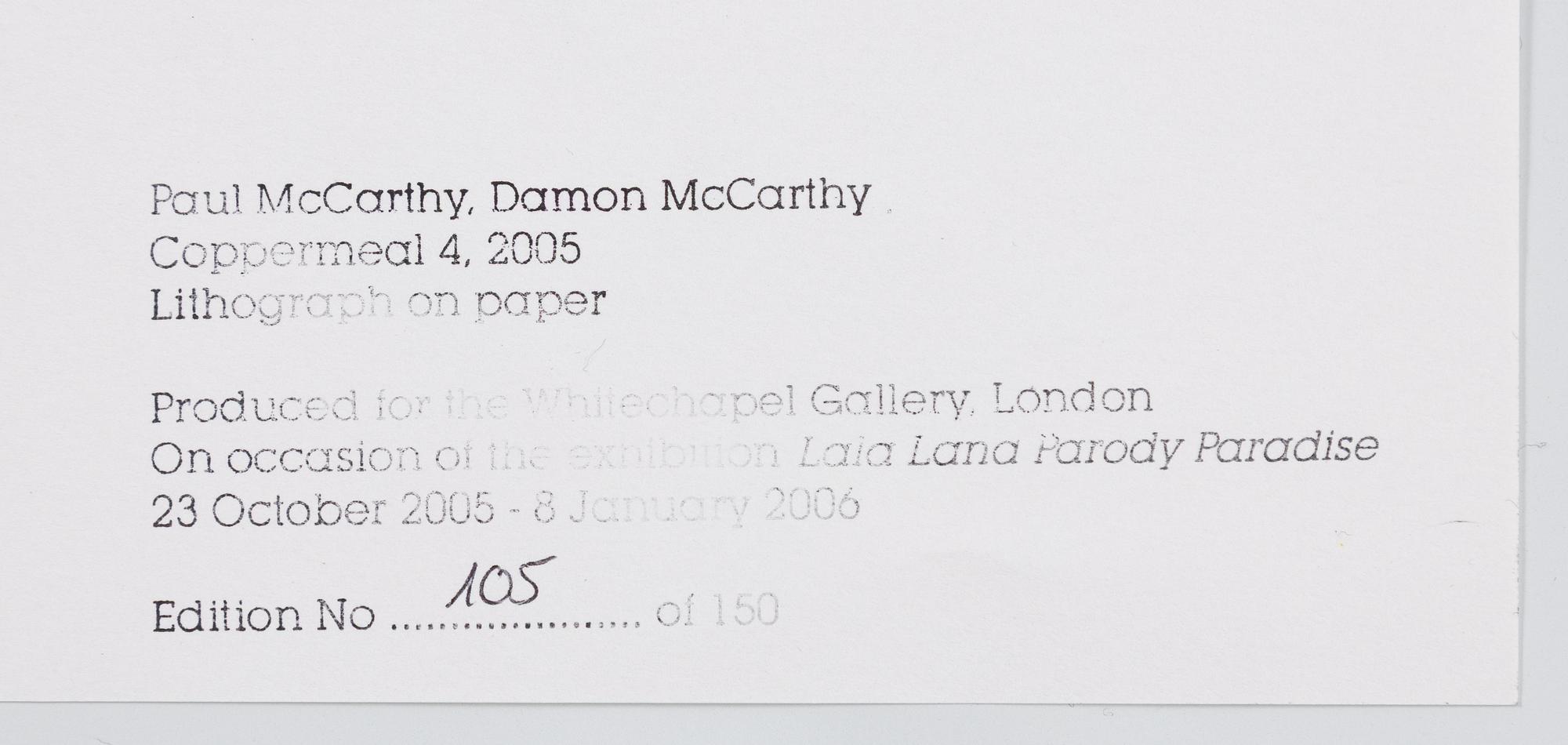 Paul McCarthy, "Coppermeal 1,2,3, 4", fyra litografier.