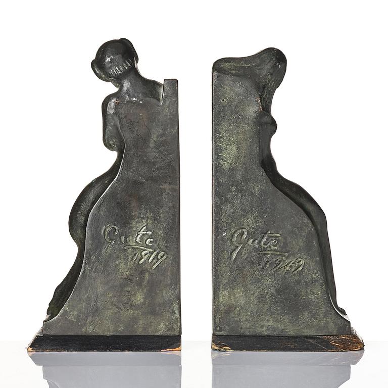 Axel Gute, a pair of Swedish Grace book ends, dated 1919.