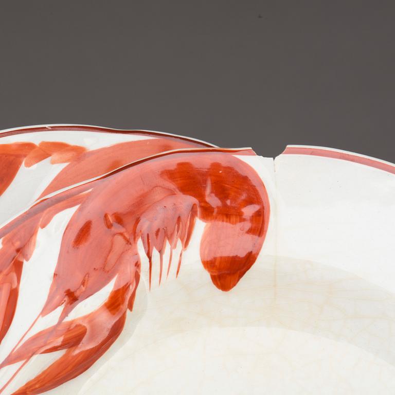 SERVISDELAR, 13 delar, flintgods. Alf Wallander, Kräftservis, Rörstrand. 1900-talets början.