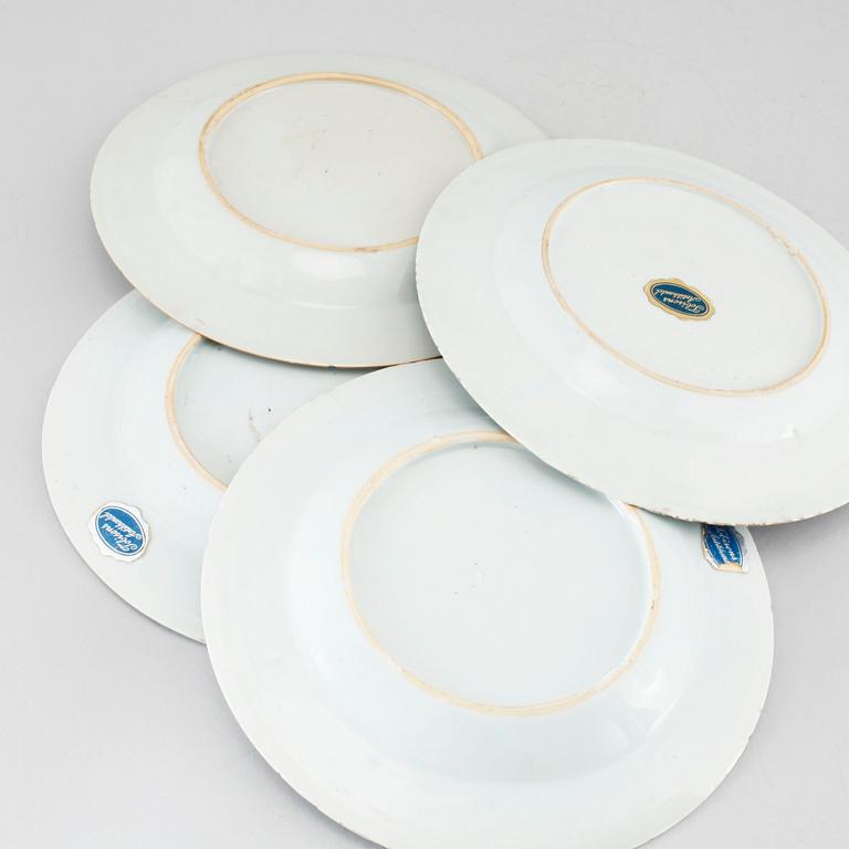 Nine blue and white dinner plates, Qianlong (1736-95).