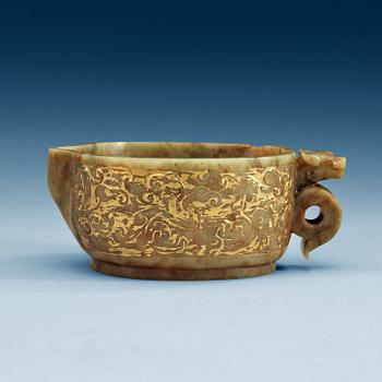 1460. An archaistic carved and gilded vessel, Qing dynasty.