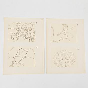 JAROMIR WESLEY, 49 pencil drawings "Mumintrollet: Hur gick det sen?", 1993. Not signed.