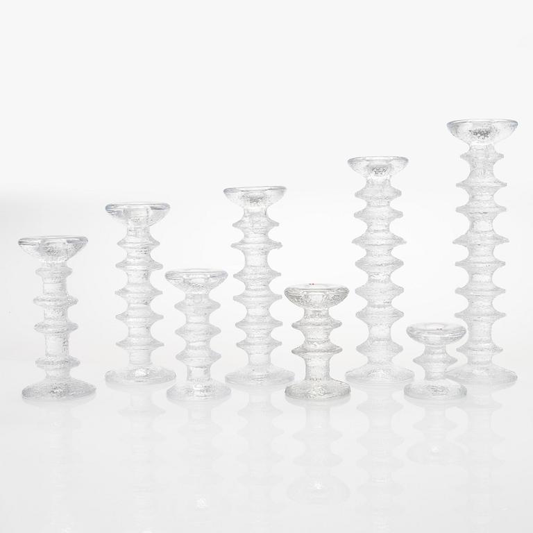 Timo Sarpaneva, a set of eight Festivo' glass candlesticks for Iittala.