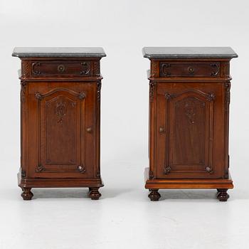 Bedside tables, a pair, first half of the 20th century.