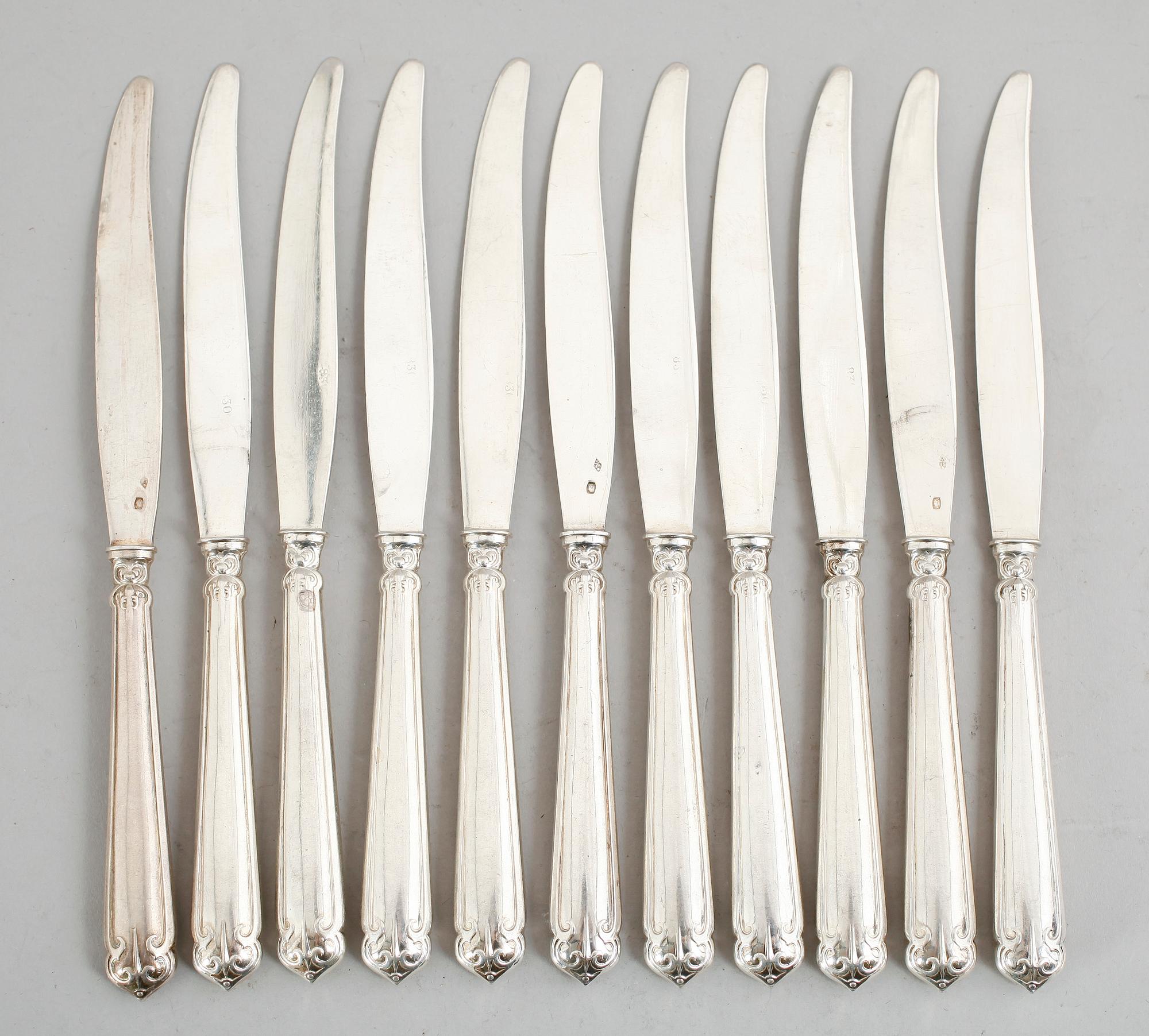 FRUKTKNIVAR, 11 st, silver. Vikt ca 307 gram.