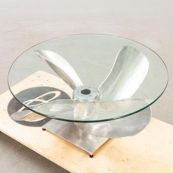 A 21st century aluminium coffee table.