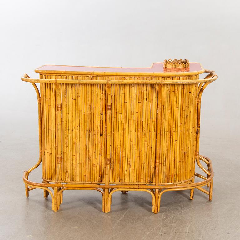 P.C Bonacina, Italien, Bar counter, 4 stools / bar stools, Bamboo, 1950s.