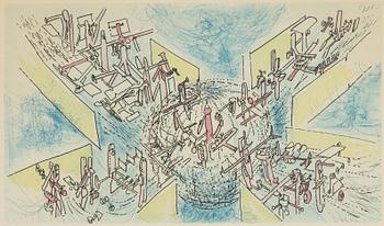 Roberto Matta, etching in colours, signed 56/100.