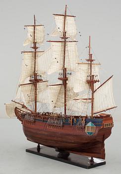 FARTYGSMODELL, trä och textil, 1900-talets mitt.