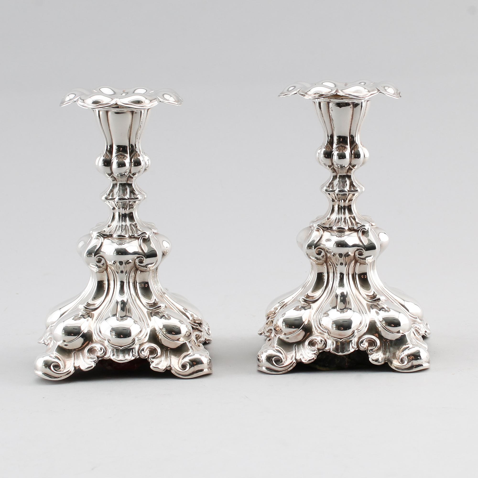 LJUSSTAKAR, 1 par, silver, CG Hallberg, Stockholm 1954.