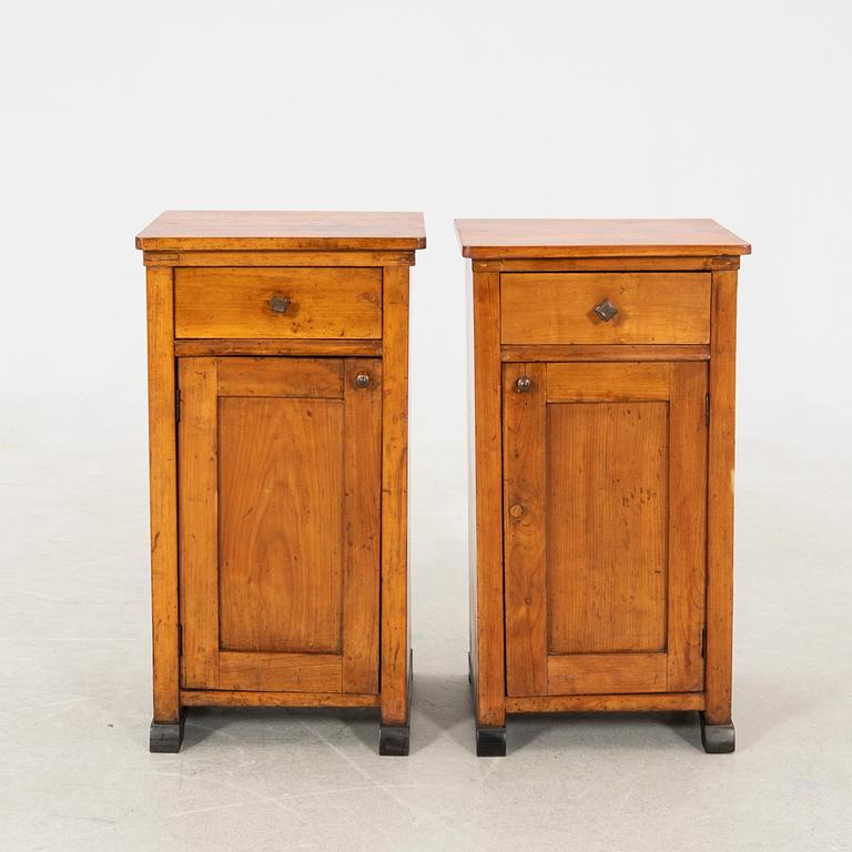 Bedside tables, a pair, first half of the 20th century.