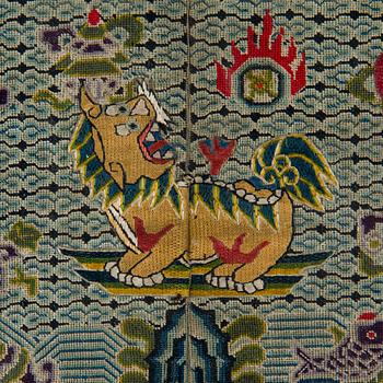 An embroidered rank badge/buzi, China, 20th century.