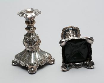 LJUSSTAKAR, ett par, silver, rokokostil, GAB, 1950.