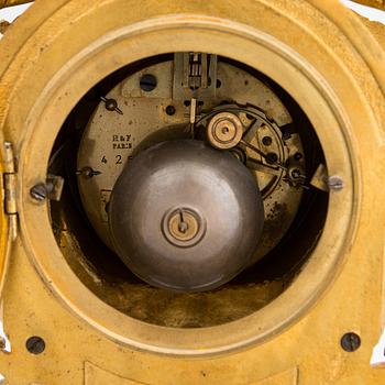 A gilt bronze Mantle Clock, marked H&F Paris, late 19th century.