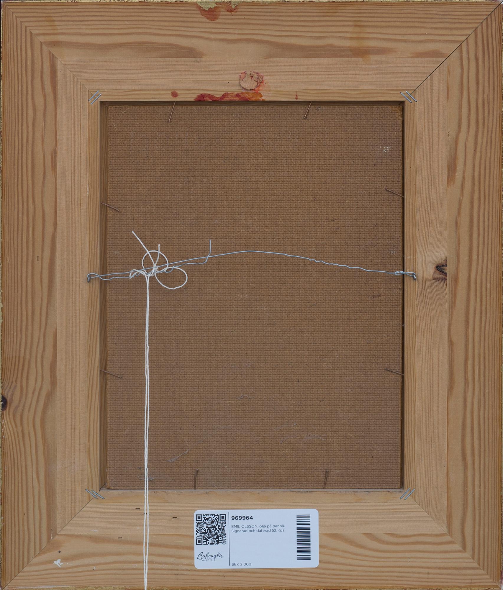 EMIL OLSSON, oil on panel. Signed and dated 52.
