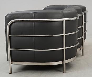 A Jonathan De Pas, Donato d'Urbino & Paolo Lomazzi 'Onda' grey leather and chromed steel sofa, Zanotta, Italy.