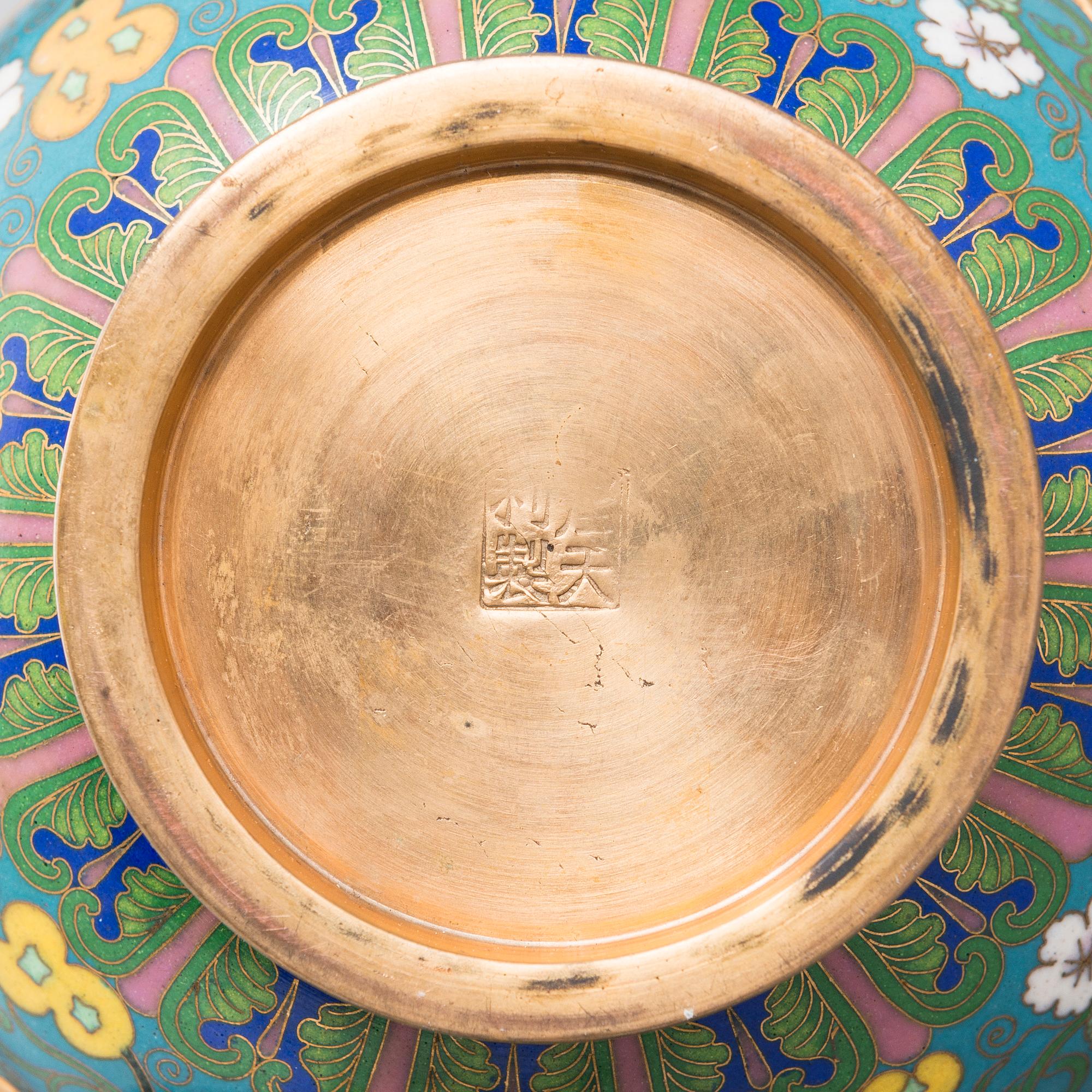 MALJAKKOPARI, cloisonné, Kiina, 1900-luku.