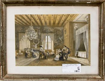 CARL JOHAN BILLMARK, litografiska tryck, 2 st, 1800-talets mitt.