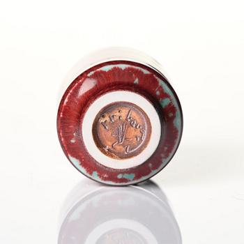 Berndt Friberg, a mahogany casket with stoneware miniatures, Gustavsberg Studio, no. 17.